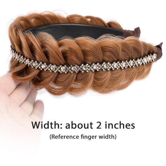 Synthetic Hair Headband Wide Braid Dark Strawberry Blonde 2 Inch for Adults main image 5